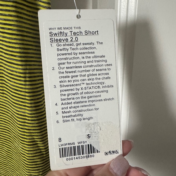 NWT lululemon Swiftly Tech Short Sleeve 2.0 Striped Green Size 8 - Picture 3 of 6